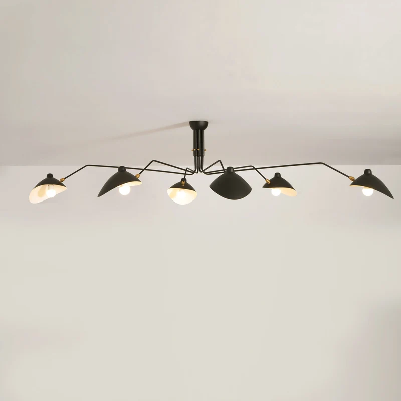 Plafondlamp Spider 3 Armen Mid-Century Modern Messing Verstelbaar Zwart Wit Grote Ruimte Restaurant Loft Stalen Armatuur Geïnspireerd Design | Sansoti