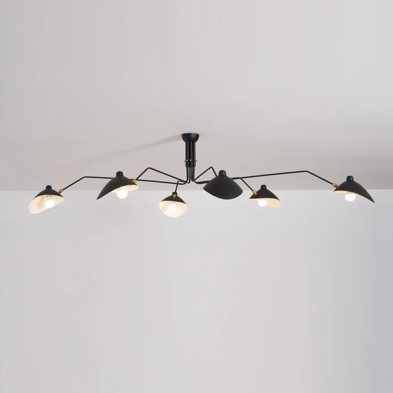 Plafondlamp Spider 3 Armen Mid-Century Modern Messing Verstelbaar Zwart Wit Grote Ruimte Restaurant Loft Stalen Armatuur Geïnspireerd Design | Sansoti