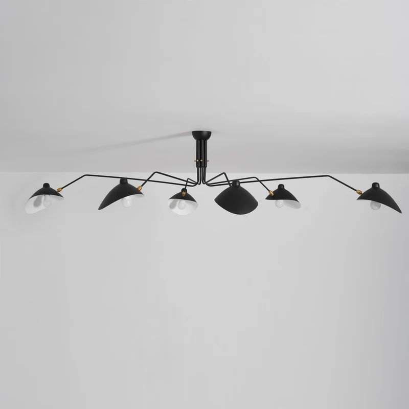 Plafondlamp Spider 3 Armen Mid-Century Modern Messing Verstelbaar Zwart Wit Grote Ruimte Restaurant Loft Stalen Armatuur Geïnspireerd Design | Sansoti