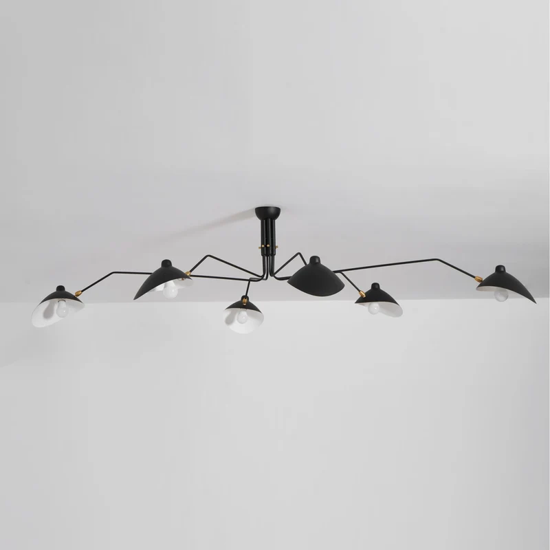 Plafondlamp Spider 3 Armen Mid-Century Modern Messing Verstelbaar Zwart Wit Grote Ruimte Restaurant Loft Stalen Armatuur Geïnspireerd Design | Sansoti