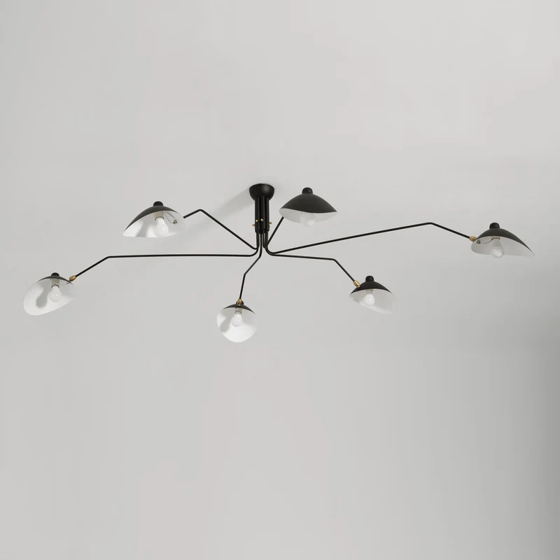 Plafondlamp Spider 3 Armen Mid-Century Modern Messing Verstelbaar Zwart Wit Grote Ruimte Restaurant Loft Stalen Armatuur Geïnspireerd Design | Sansoti