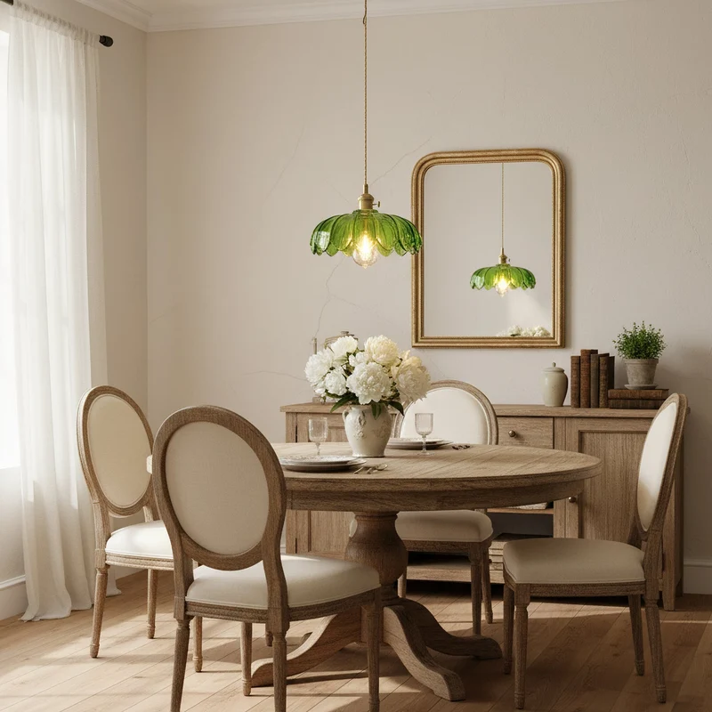 Retro Hanglamp met Bloembladkap en Messing Armatuur – Vintage Elegantie in Zes Glaskleuren – Enkele of Drievoudige Lichtpunten | Sansoti