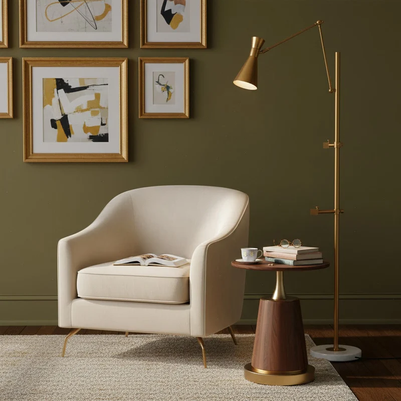 Vloerlamp met Ezelhouder Goudkleurig Frame Marmeren Voet E26/E27 Max 40W Moderne Verlichting voor Kunstwerken en Interieur | Sansoti
