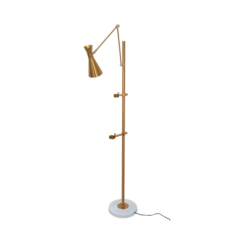 Vloerlamp met Ezelhouder Goudkleurig Frame Marmeren Voet E26/E27 Max 40W Moderne Verlichting voor Kunstwerken en Interieur | Sansoti