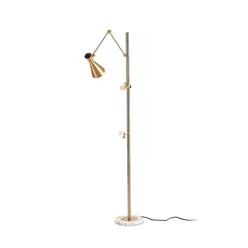 Vloerlamp met Ezelhouder Goudkleurig Frame Marmeren Voet E26/E27 Max 40W Moderne Verlichting voor Kunstwerken en Interieur | Sansoti