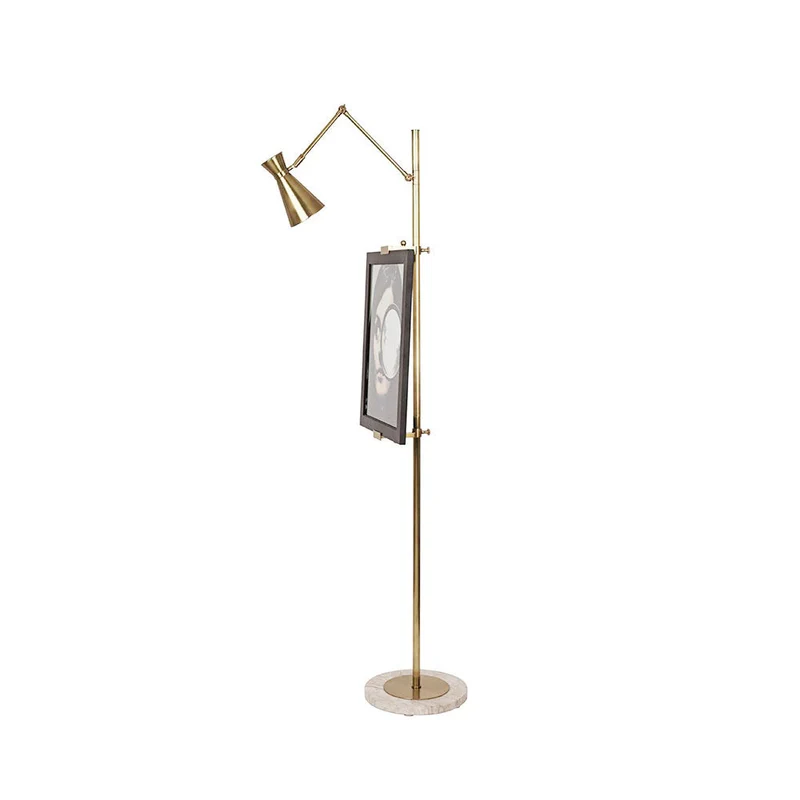 Vloerlamp met Ezelhouder Goudkleurig Frame Marmeren Voet E26/E27 Max 40W Moderne Verlichting voor Kunstwerken en Interieur | Sansoti