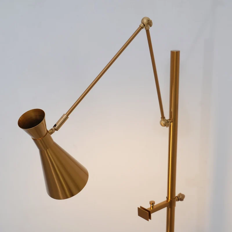 Vloerlamp met Ezelhouder Goudkleurig Frame Marmeren Voet E26/E27 Max 40W Moderne Verlichting voor Kunstwerken en Interieur | Sansoti