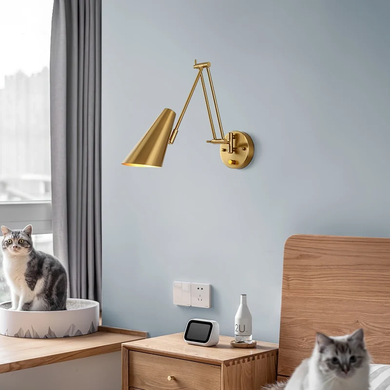Verstelbare Wandlamp Zwenkarm Industrieel IJzer Modern Design E26/E27 Fitting Muurbediening Leeslamp Slaapkamer | Sansoti