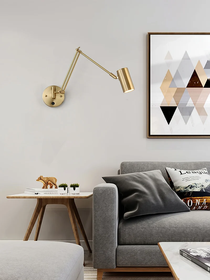 Verstelbare Wandlamp Zwenkarm Industrieel IJzer Modern Design E26/E27 Fitting Muurbediening Leeslamp Slaapkamer | Sansoti