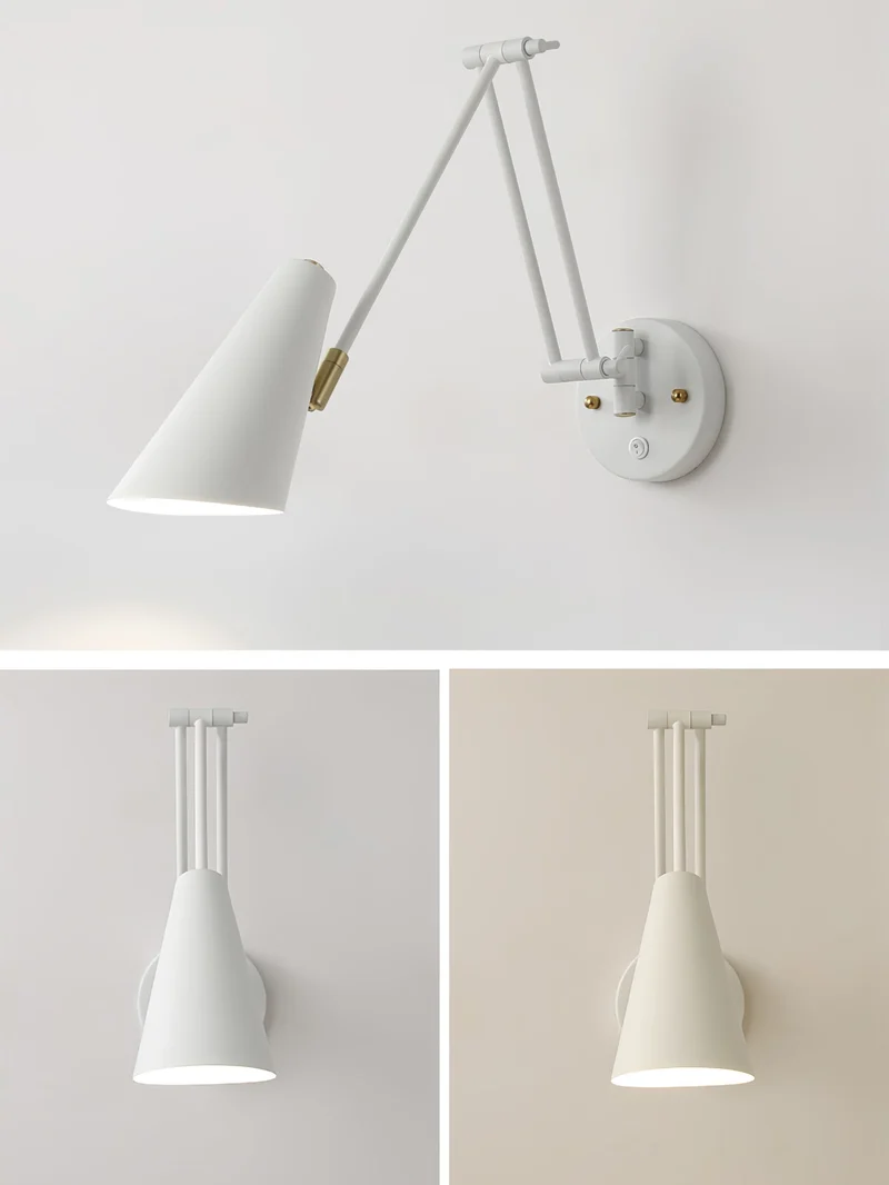 Verstelbare Wandlamp Zwenkarm Industrieel IJzer Modern Design E26/E27 Fitting Muurbediening Leeslamp Slaapkamer | Sansoti
