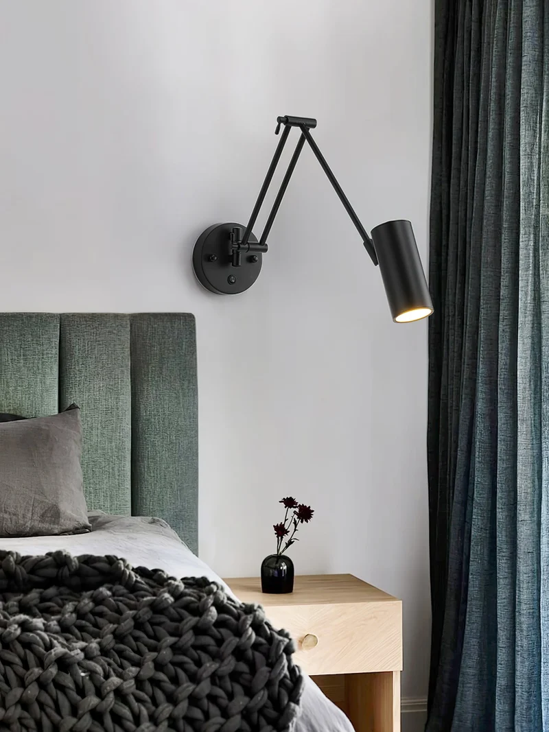 Verstelbare Wandlamp Zwenkarm Industrieel IJzer Modern Design E26/E27 Fitting Muurbediening Leeslamp Slaapkamer | Sansoti