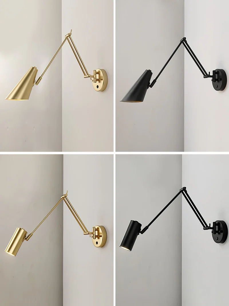 Verstelbare Wandlamp Zwenkarm Industrieel IJzer Modern Design E26/E27 Fitting Muurbediening Leeslamp Slaapkamer | Sansoti