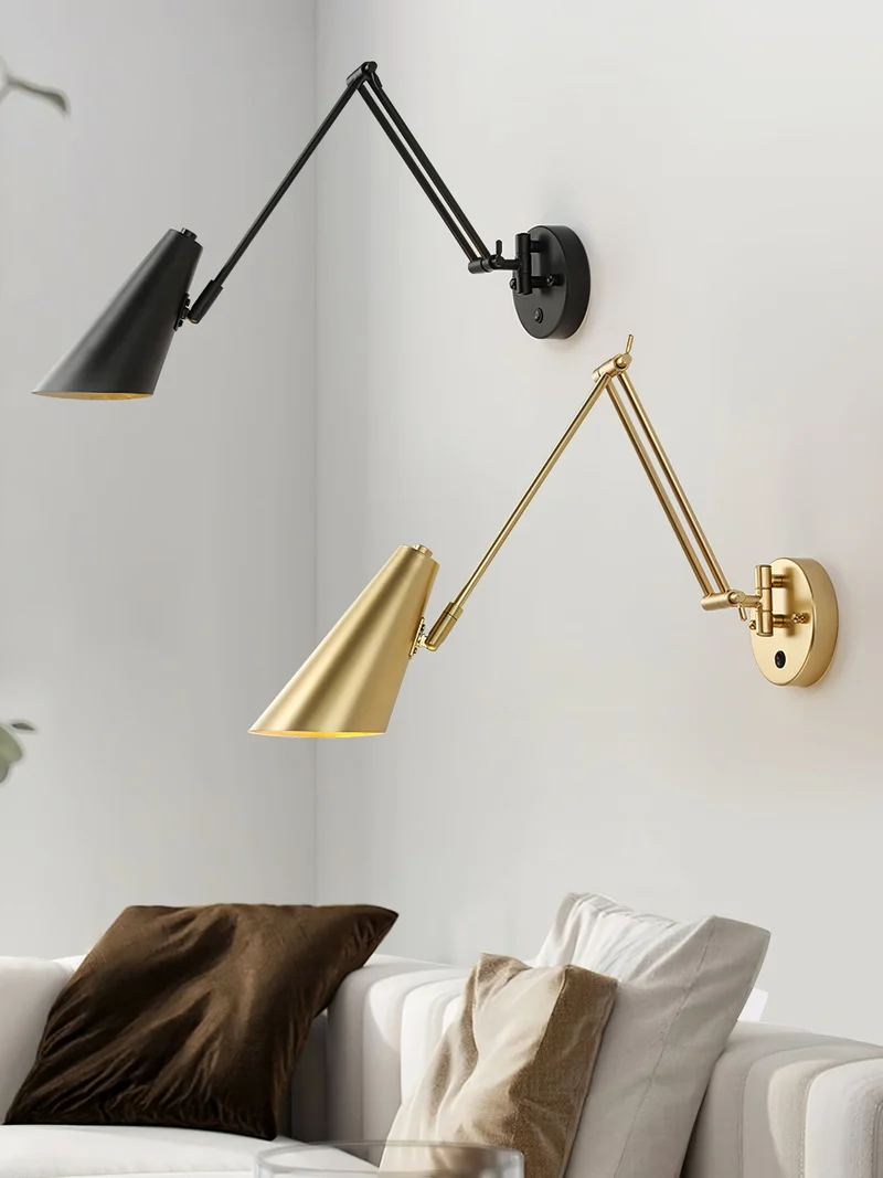 Verstelbare Wandlamp Zwenkarm Industrieel IJzer Modern Design E26/E27 Fitting Muurbediening Leeslamp Slaapkamer | Sansoti