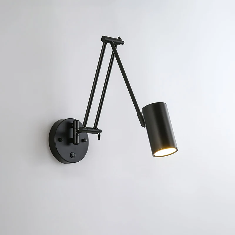 Verstelbare Wandlamp Zwenkarm Industrieel IJzer Modern Design E26/E27 Fitting Muurbediening Leeslamp Slaapkamer | Sansoti
