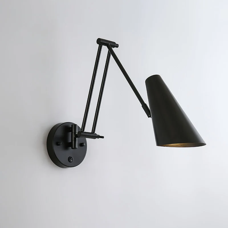 Verstelbare Wandlamp Zwenkarm Industrieel IJzer Modern Design E26/E27 Fitting Muurbediening Leeslamp Slaapkamer | Sansoti