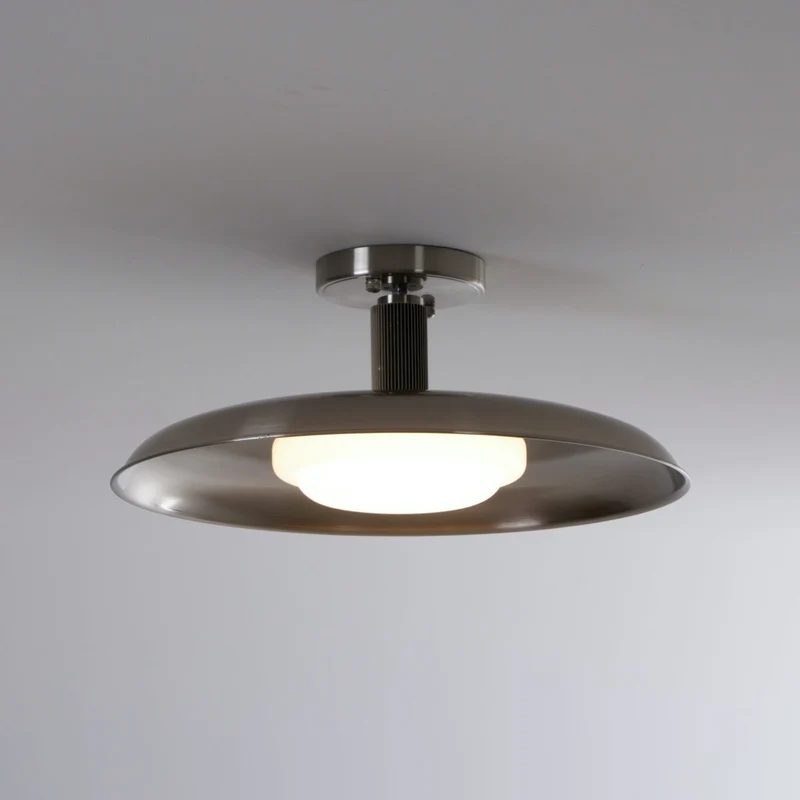 Plafondlamp met handgeblazen glazen kap en gestructureerde metalen rozet – warm sfeerlicht voor woonkamer, slaapkamer en entree | Sansoti