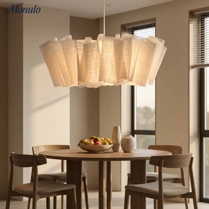 Geplisseerde Stoffen Hanglamp – Minimalistische Scandinavische Verlichting voor Eetkamer & Woonkamer | Sansoti