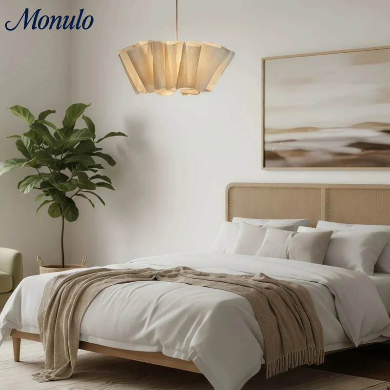 Geplisseerde Stoffen Hanglamp – Minimalistische Scandinavische Verlichting voor Eetkamer & Woonkamer | Sansoti