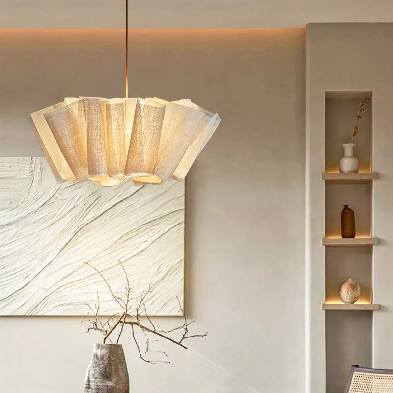 Geplisseerde Stoffen Hanglamp – Minimalistische Scandinavische Verlichting voor Eetkamer & Woonkamer | Sansoti