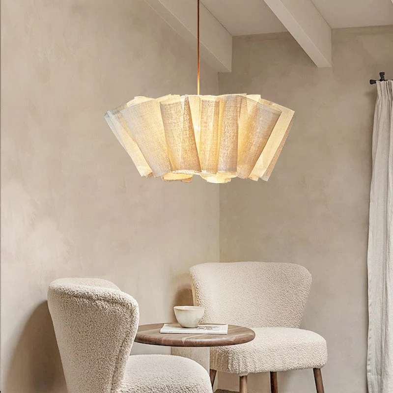 Geplisseerde Stoffen Hanglamp – Minimalistische Scandinavische Verlichting voor Eetkamer & Woonkamer | Sansoti