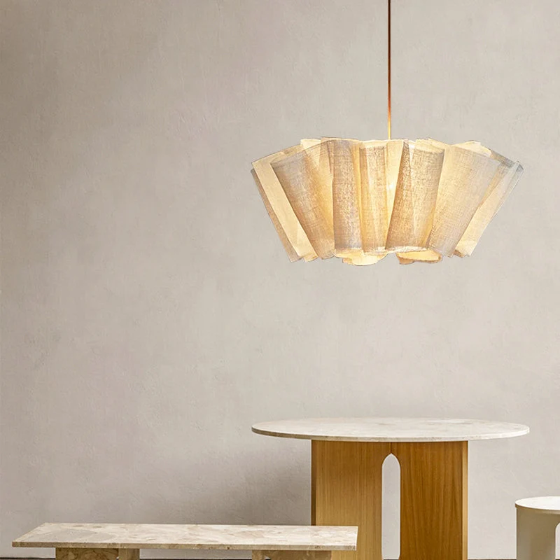 Geplisseerde Stoffen Hanglamp – Minimalistische Scandinavische Verlichting voor Eetkamer & Woonkamer | Sansoti