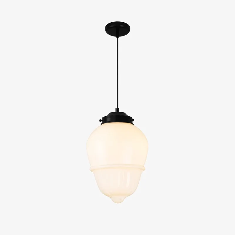 Vintage Art Deco Melkglas Hanglamp met Gestreepte Kap voor Eetkamer en Woonruimte | Sansoti