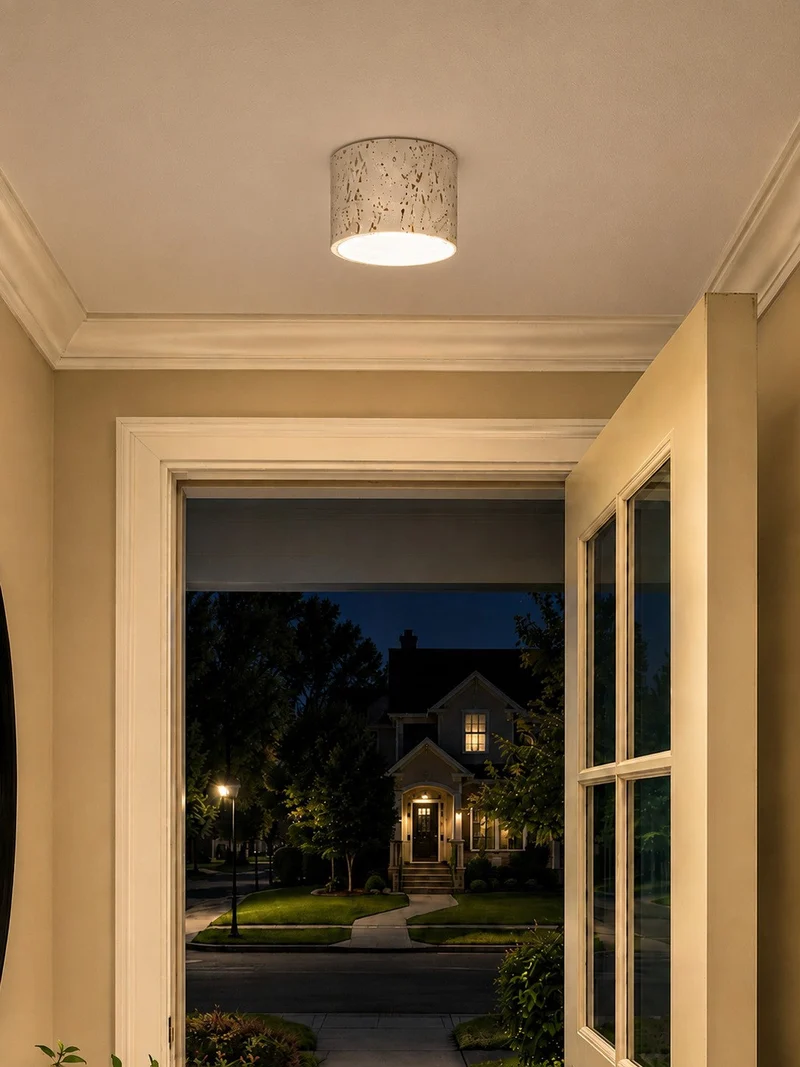 Cilindrische plafondlamp van travertijn – LED verlichting voor moderne interieurs | Sansoti