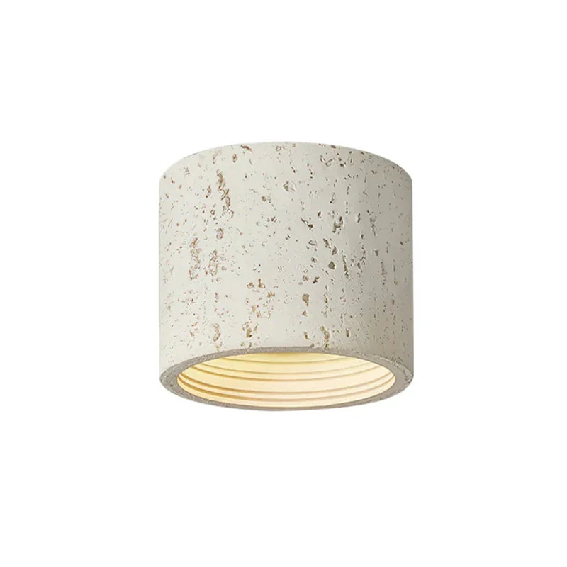 Cilindrische plafondlamp van travertijn – LED verlichting voor moderne interieurs | Sansoti
