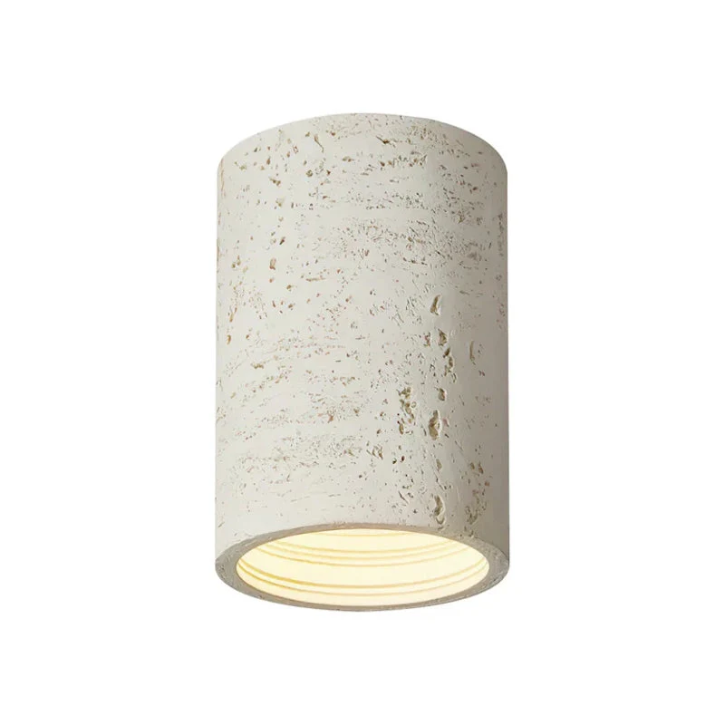 Cilindrische plafondlamp van travertijn – LED verlichting voor moderne interieurs | Sansoti