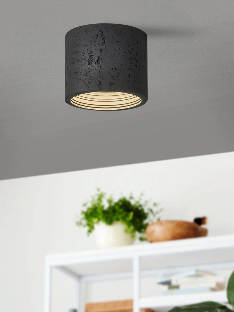 Cilindrische plafondlamp van travertijn – LED verlichting voor moderne interieurs | Sansoti