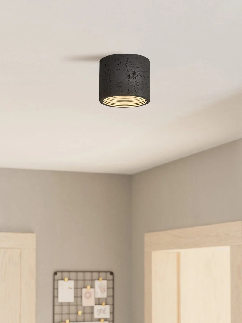 Cilindrische plafondlamp van travertijn – LED verlichting voor moderne interieurs | Sansoti