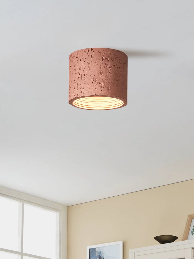 Cilindrische plafondlamp van travertijn – LED verlichting voor moderne interieurs | Sansoti