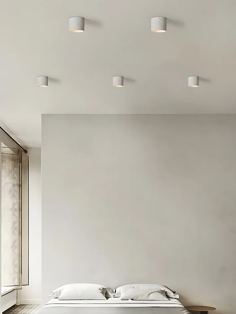 Cilindrische plafondlamp van travertijn – LED verlichting voor moderne interieurs | Sansoti