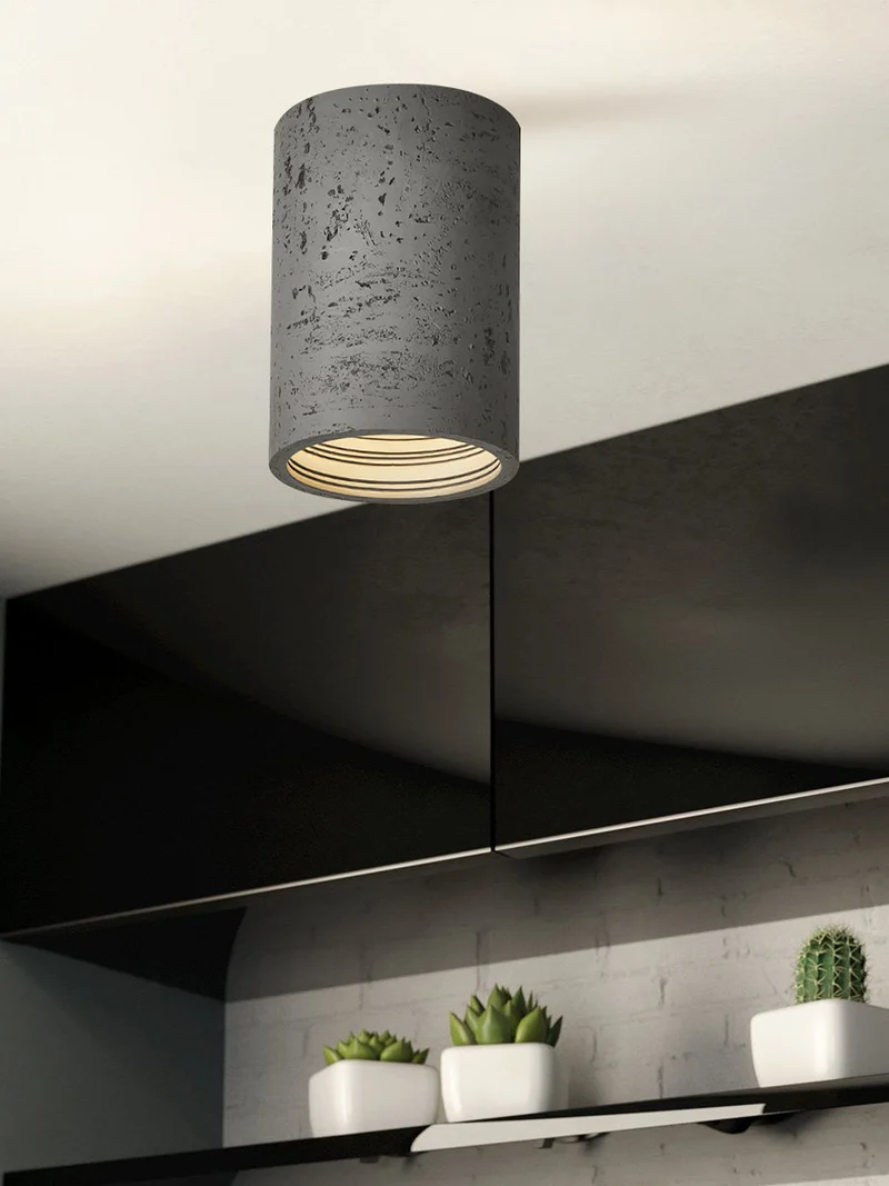 Cilindrische plafondlamp van travertijn – LED verlichting voor moderne interieurs | Sansoti