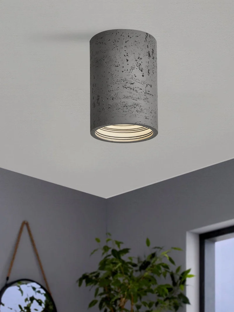 Cilindrische plafondlamp van travertijn – LED verlichting voor moderne interieurs | Sansoti