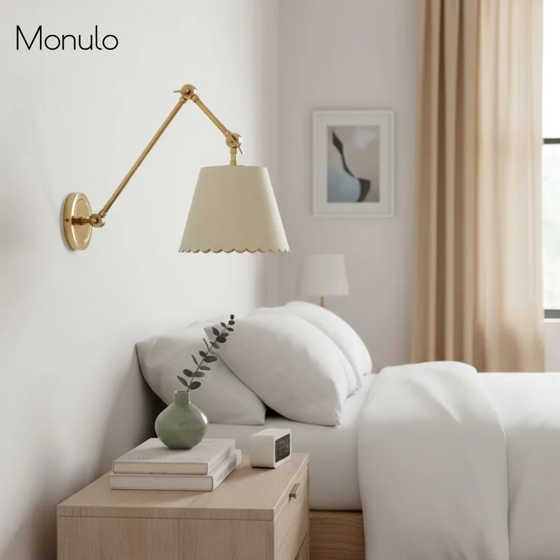 Wandlamp met Scalloped Shade – Modern Rustieke Verlichting voor Slaapkamer en Woonruimtes | Sansoti