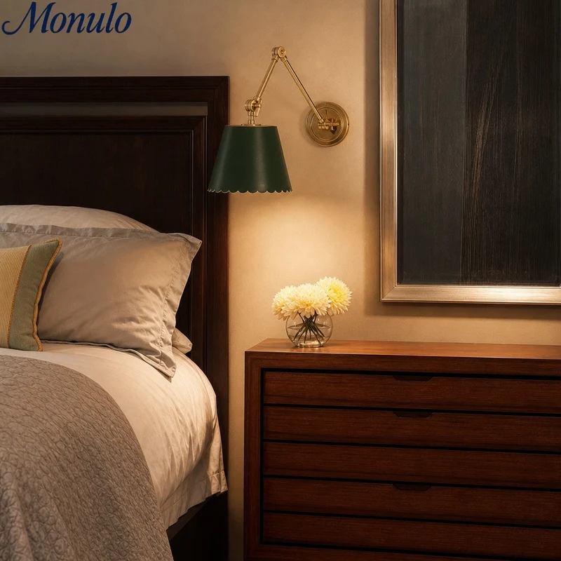 Wandlamp met Scalloped Shade – Modern Rustieke Verlichting voor Slaapkamer en Woonruimtes | Sansoti