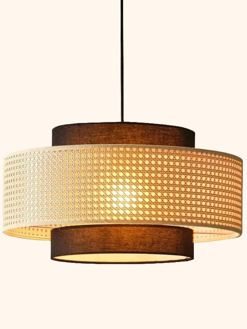 Handgeweven Hennep Hanglamp in Zen-Stijl – Natuurlijk Rotan Tromlamp voor Rustieke Sfeer | Sansoti