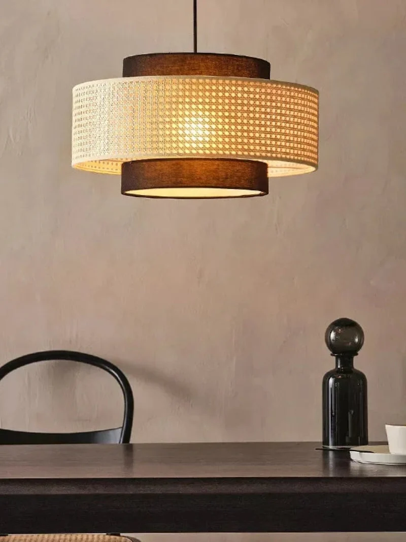 Handgeweven Hennep Hanglamp in Zen-Stijl – Natuurlijk Rotan Tromlamp voor Rustieke Sfeer | Sansoti
