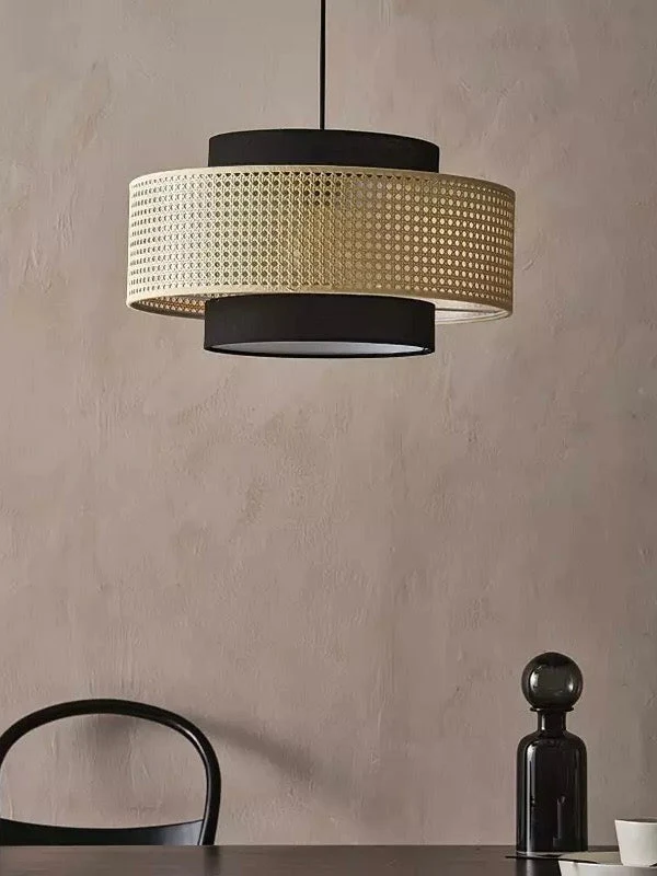 Handgeweven Hennep Hanglamp in Zen-Stijl – Natuurlijk Rotan Tromlamp voor Rustieke Sfeer | Sansoti