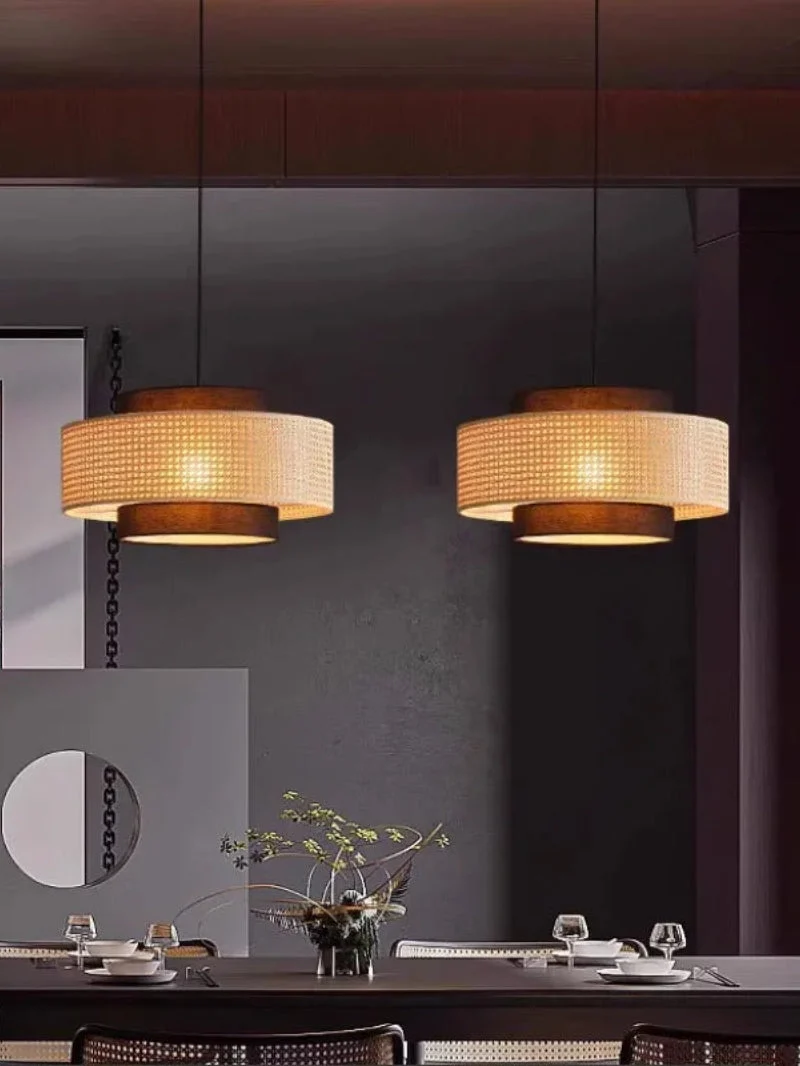 Handgeweven Hennep Hanglamp in Zen-Stijl – Natuurlijk Rotan Tromlamp voor Rustieke Sfeer | Sansoti