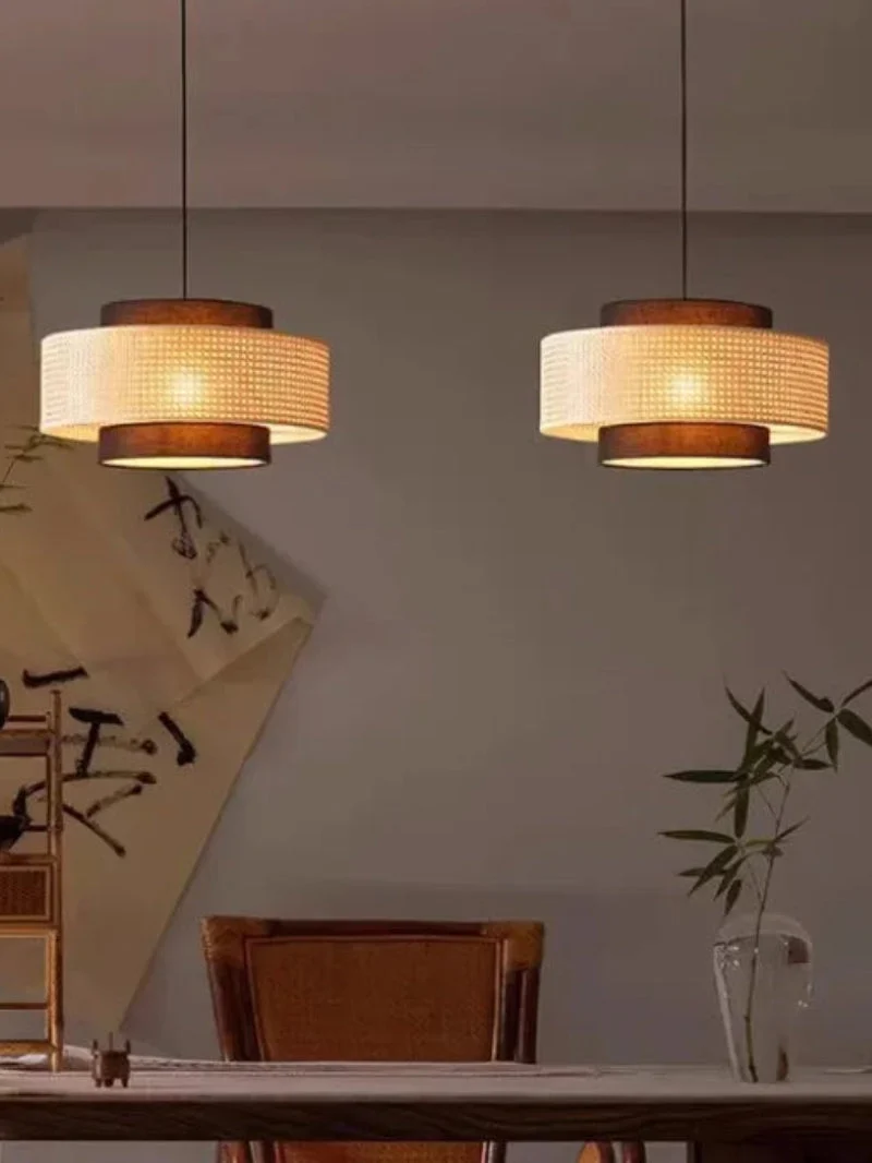 Handgeweven Hennep Hanglamp in Zen-Stijl – Natuurlijk Rotan Tromlamp voor Rustieke Sfeer | Sansoti