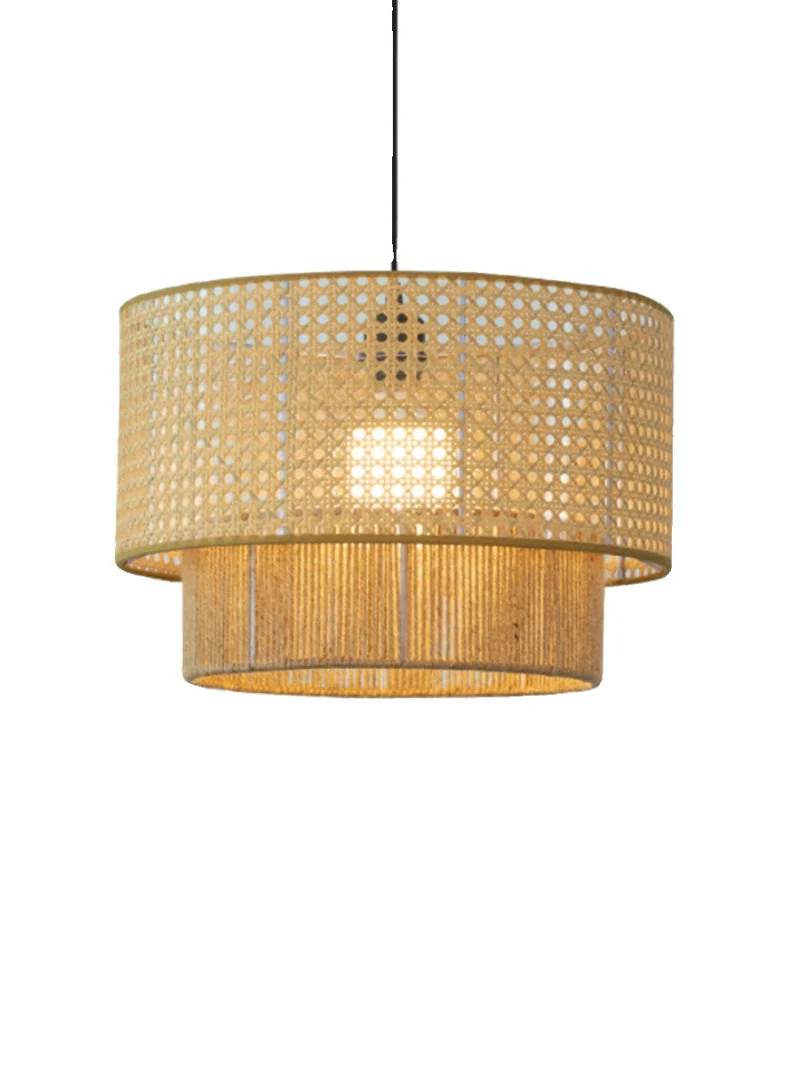 Handgeweven Hennep Hanglamp in Zen-Stijl – Natuurlijk Rotan Tromlamp voor Rustieke Sfeer | Sansoti