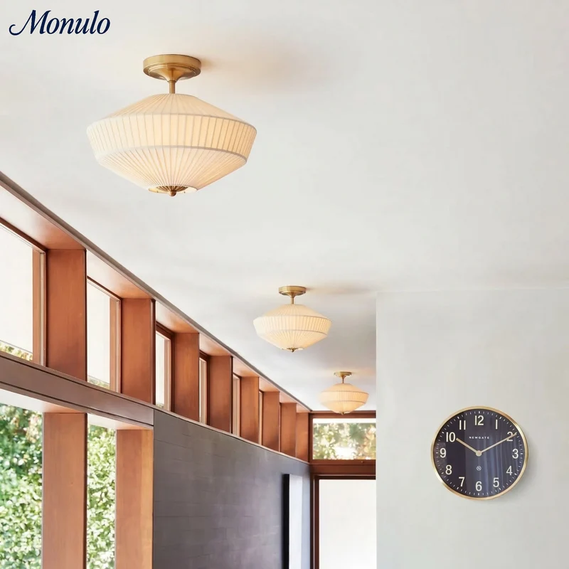 Semi-Flush Plafondlamp Metaal Stoffen Kap Gestroomlijnde Vormgeving Hedendaagse Verlichting Woonkamer Slaapkamer Scandinavisch Interieur Vintage Details | Sansoti