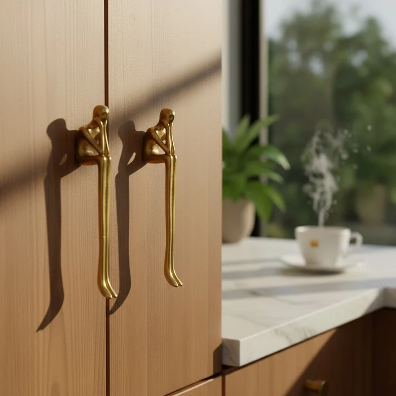 Minimalistische Kastgreep - Messing Zilver Roze - Scandinavisch Design Meubels | Sansoti