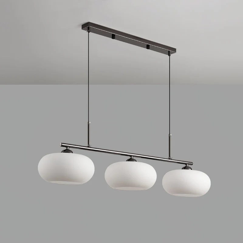 Design Hanglamp met 3 Globe Kapjes - Stijlvolle Eetkamerverlichting voor Tafel en Kookeiland - Verstelbaar 150 cm - Nikkel of Goud - E26/E27 | Sansoti