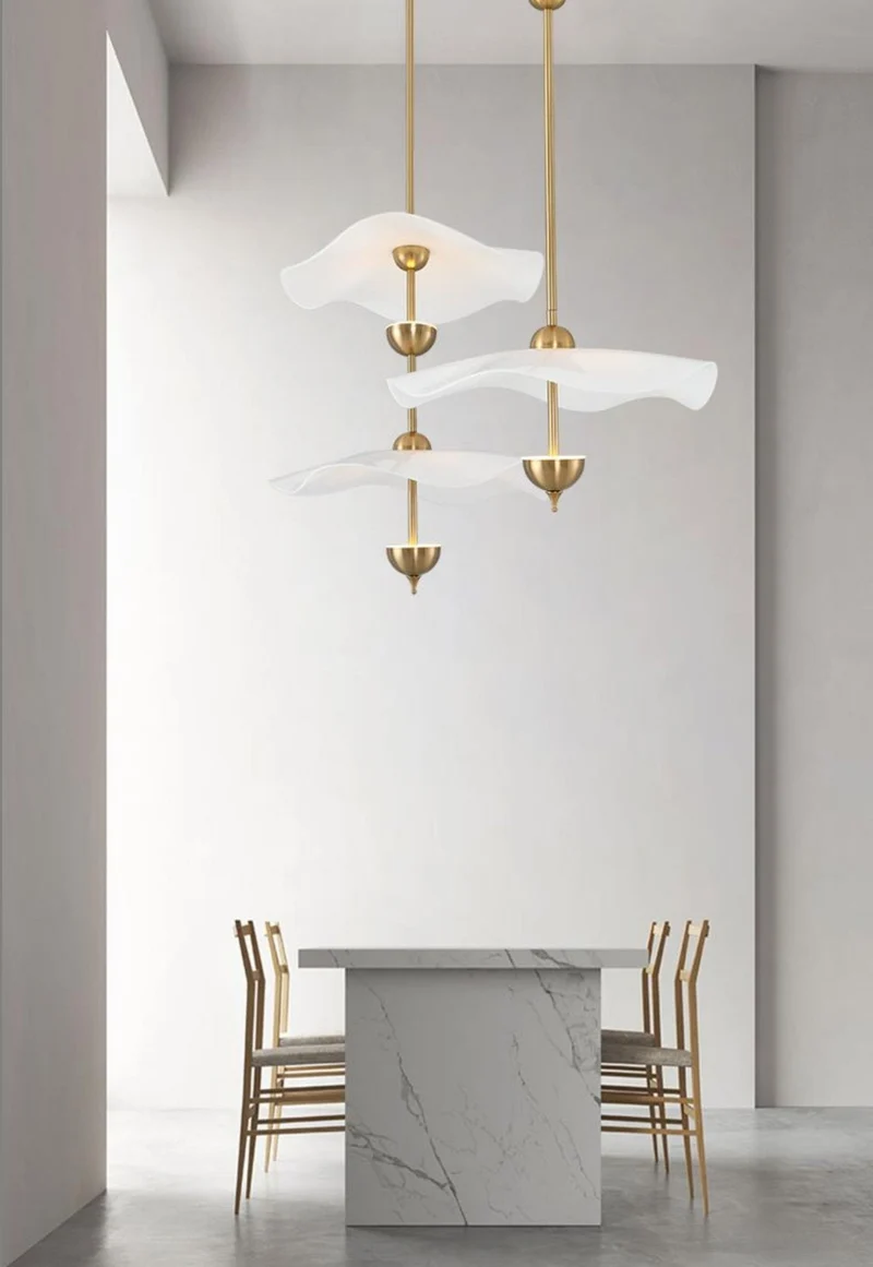 Dubbele Biscuit Hanglamp Wit Goud Rond Opaalwit Acryl Kap Design Verlichting Decoratief voor Woonkamer Eethoek Slaapkamer Modern Scandinavisch Interieur | Sansoti