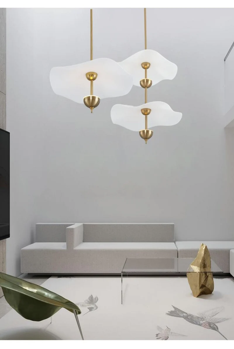 Dubbele Biscuit Hanglamp Wit Goud Rond Opaalwit Acryl Kap Design Verlichting Decoratief voor Woonkamer Eethoek Slaapkamer Modern Scandinavisch Interieur | Sansoti