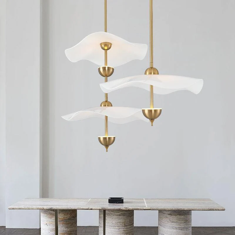 Dubbele Biscuit Hanglamp Wit Goud Rond Opaalwit Acryl Kap Design Verlichting Decoratief voor Woonkamer Eethoek Slaapkamer Modern Scandinavisch Interieur | Sansoti