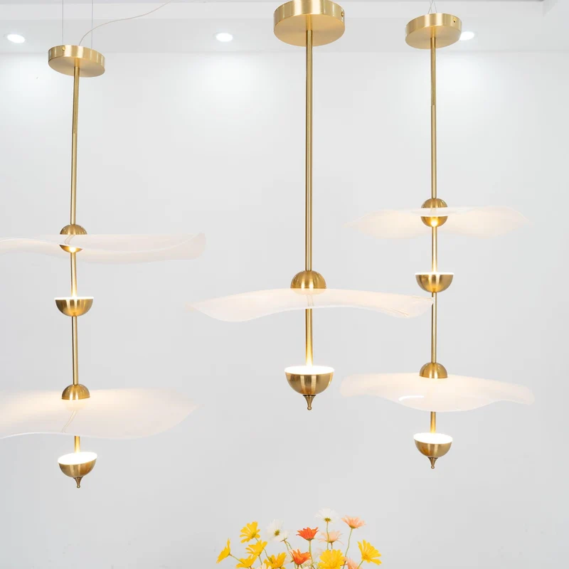 Dubbele Biscuit Hanglamp Wit Goud Rond Opaalwit Acryl Kap Design Verlichting Decoratief voor Woonkamer Eethoek Slaapkamer Modern Scandinavisch Interieur | Sansoti